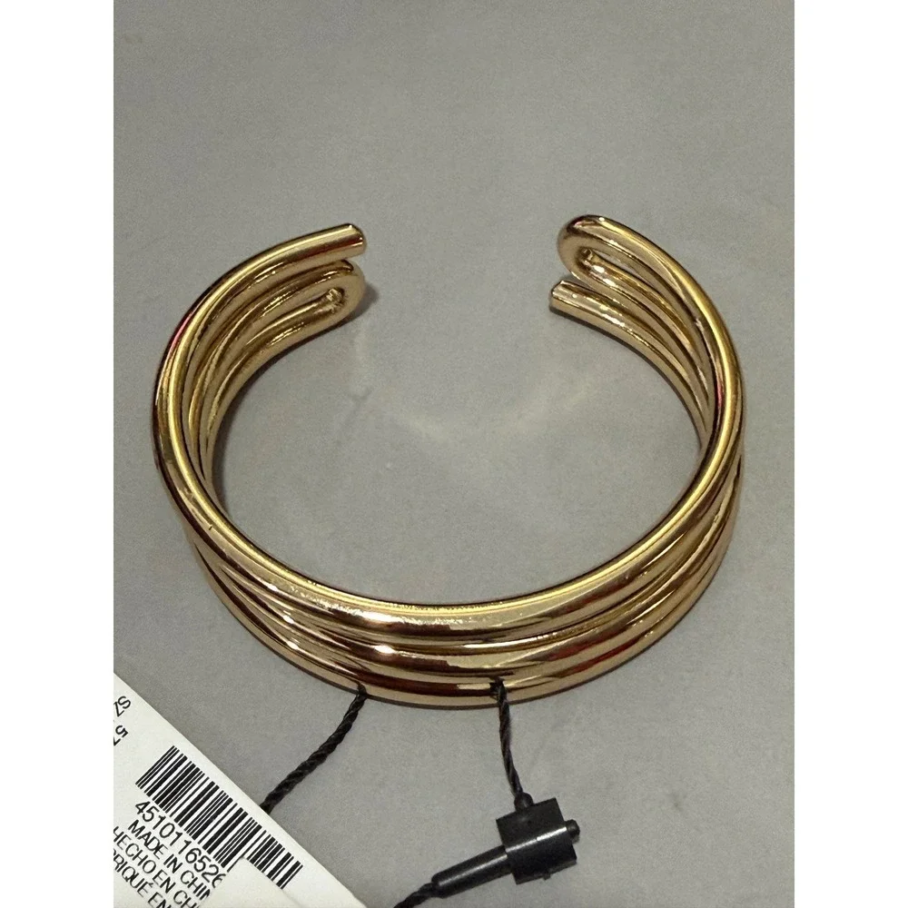 White House Black Market Cuff Bracelet Womens Gold‎ Tone Triple Row Layered